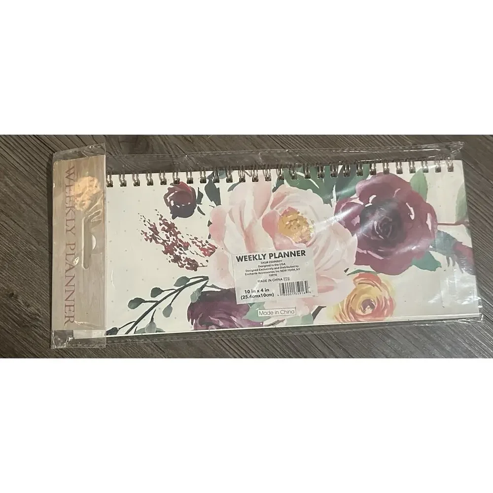 Enchante Floral Weekly Planner Desk Pad 10” x 4” Undated Spiral New